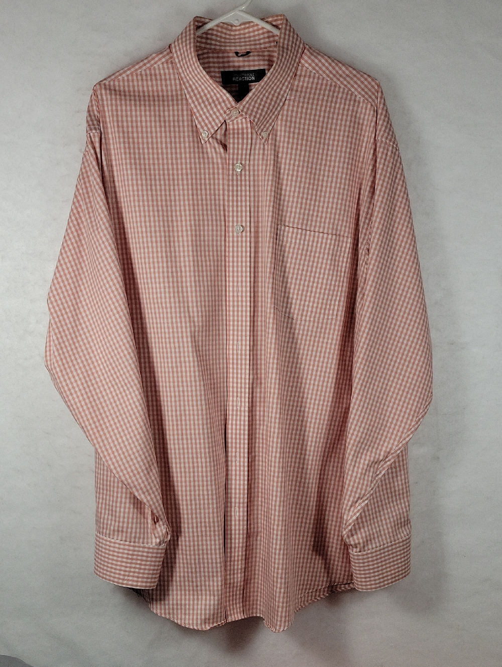 Kenneth Cole Reaction Men's Pink Gingham Button-Down Dress Shirt